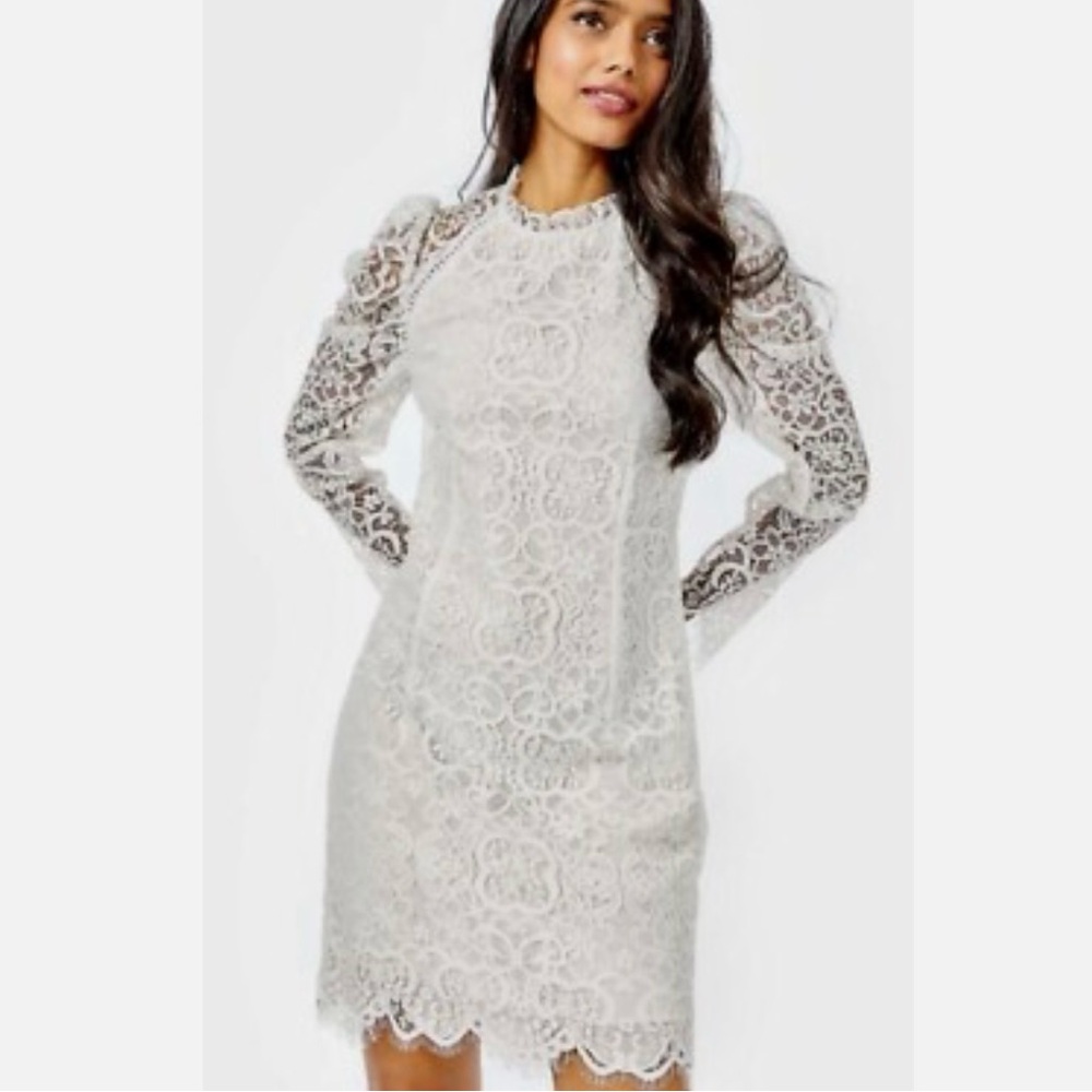 NEW $258 Lilly Pulitzer coconut white lace Averi dress size 4 wedding reception
